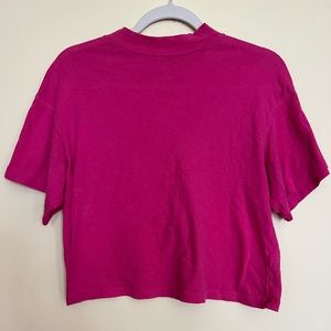Hot pink mock neck free people cropped tee